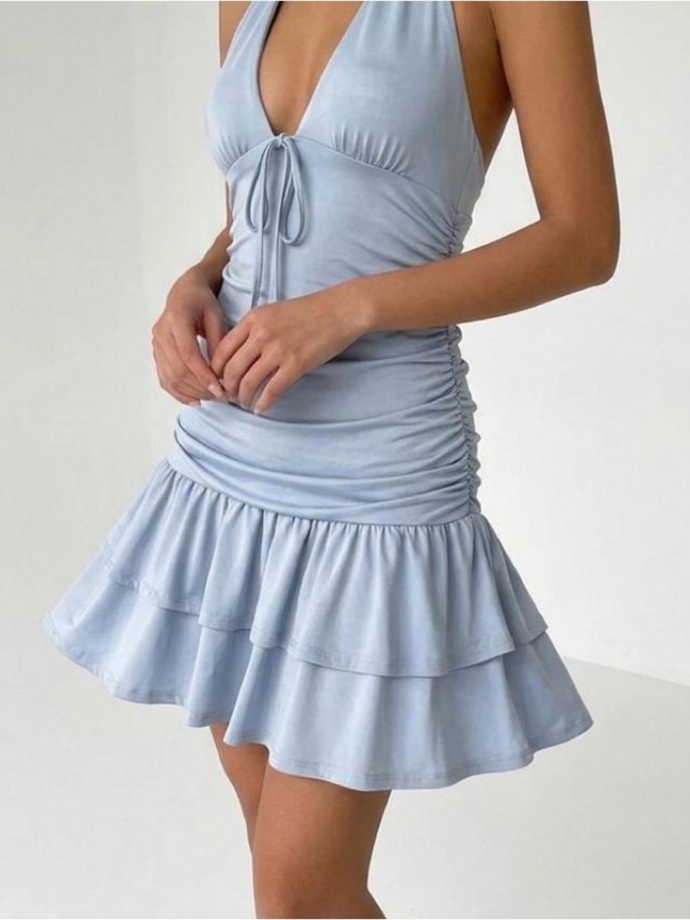 Women’s Ruched Halter Mini A-Line Dress